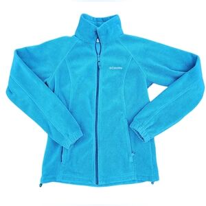 Columbia Teal Blue Fleece Long Sleeve Zip-Up Jacket Women's Small Winter Fall